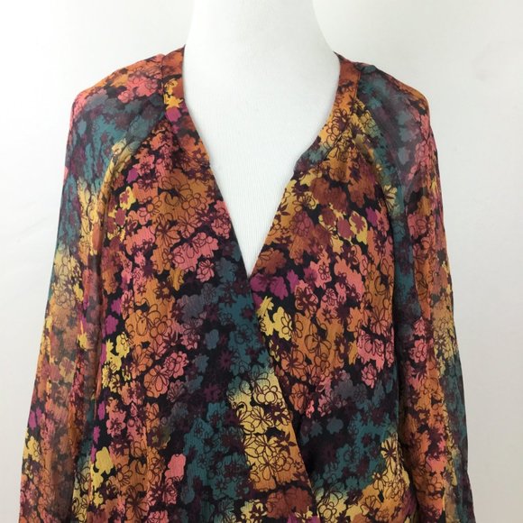 Sundance Silk Floral Wrap Blouse xl - Picture 2 of 8